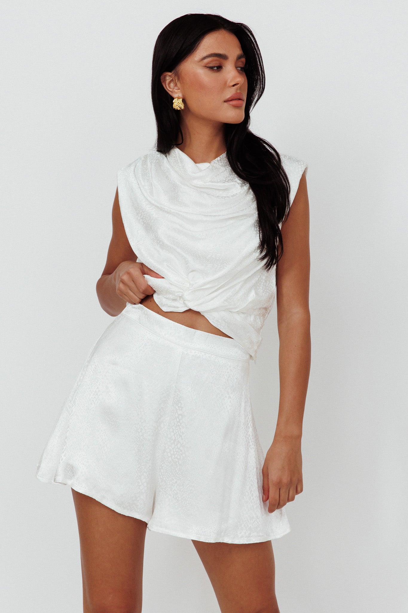 Sailing Snakeskin Texture Shorts White by Selfie Leslie