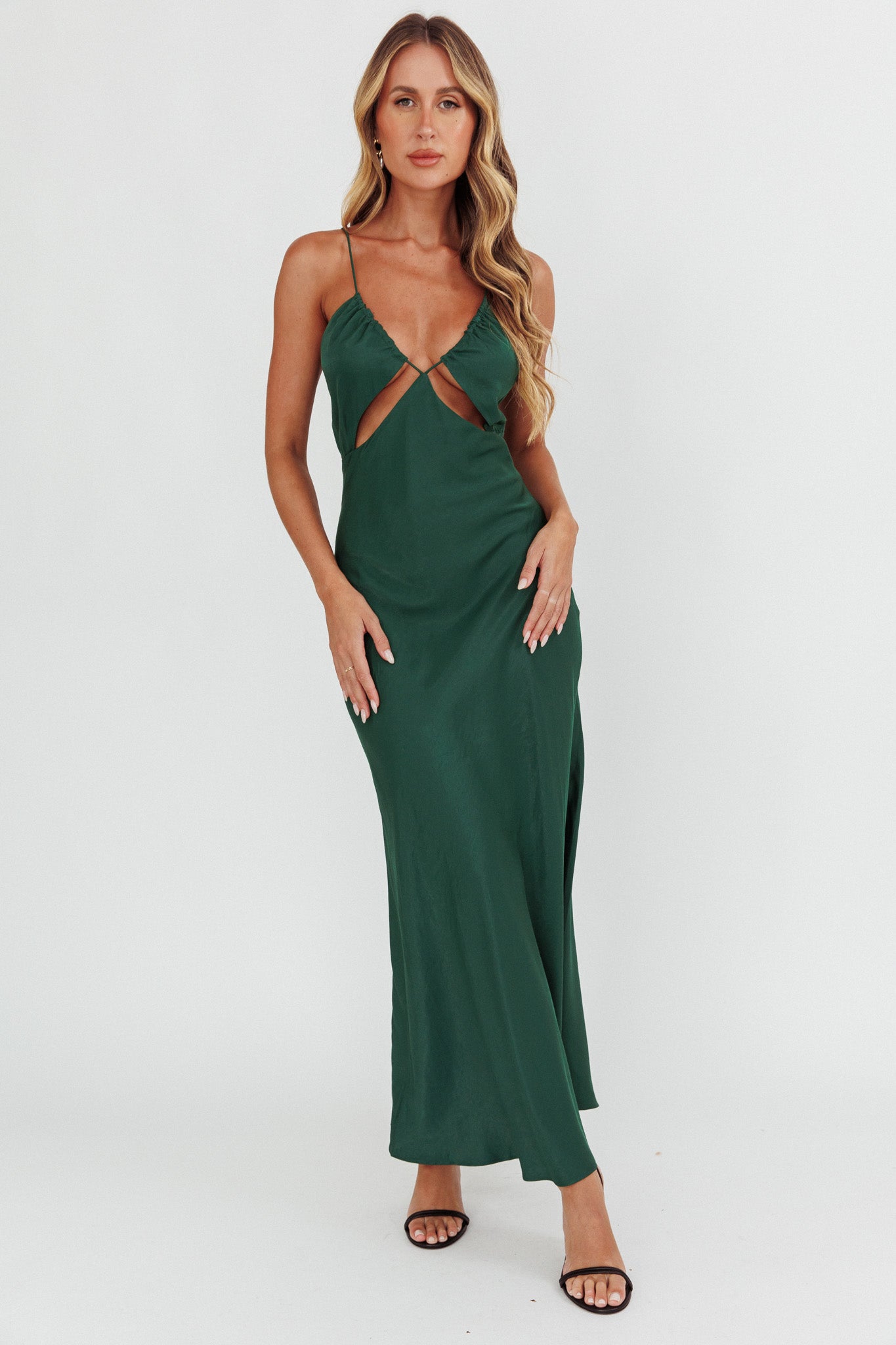 Casa Nova Cut-Out String Dress Emerald by Selfie Leslie