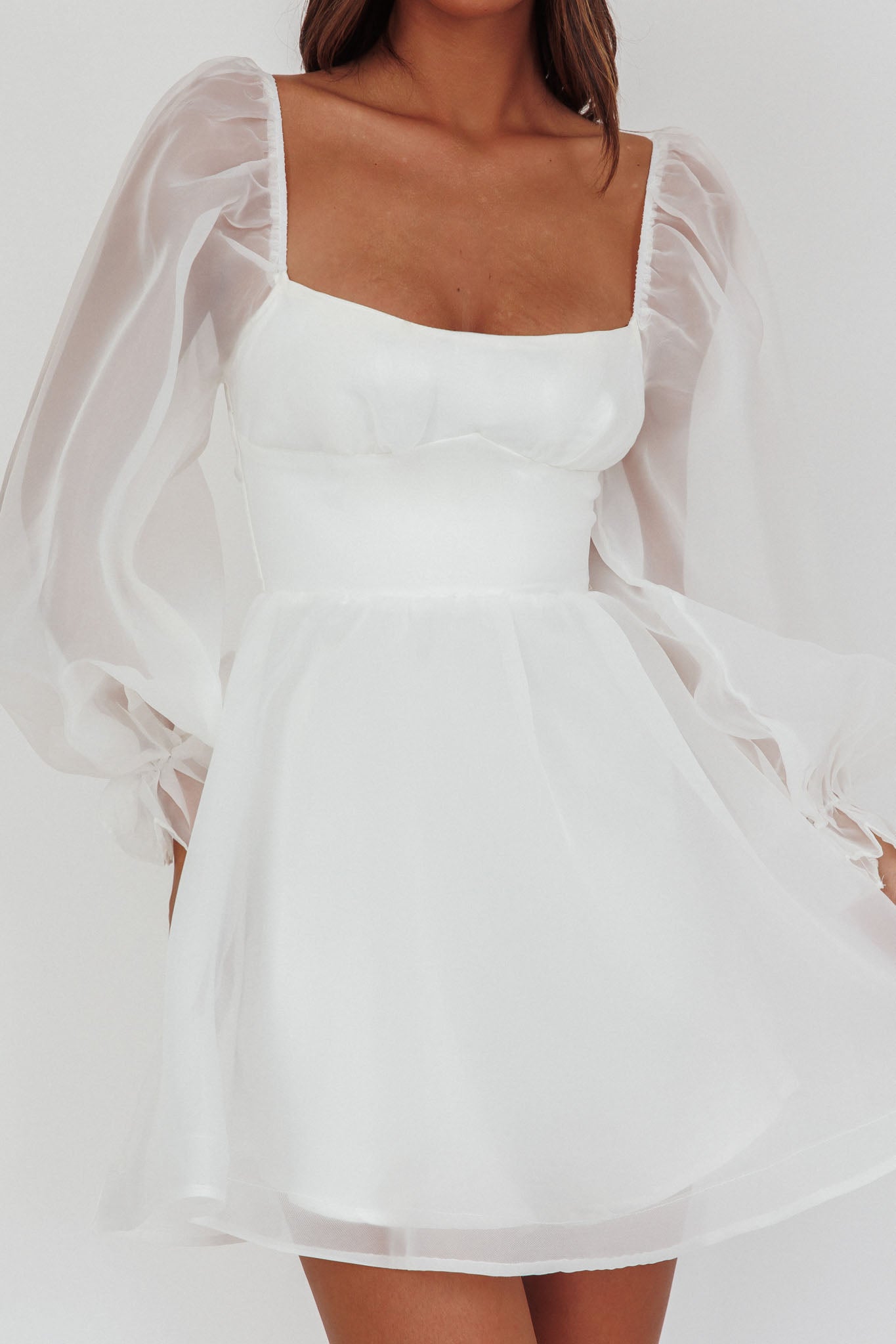 I've Got Sunshine Long Sleeve Mini Dress White by Selfie Leslie