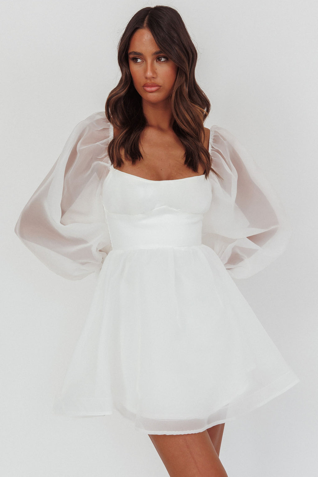 I've Got Sunshine Long Sleeve Mini Dress White by Selfie Leslie