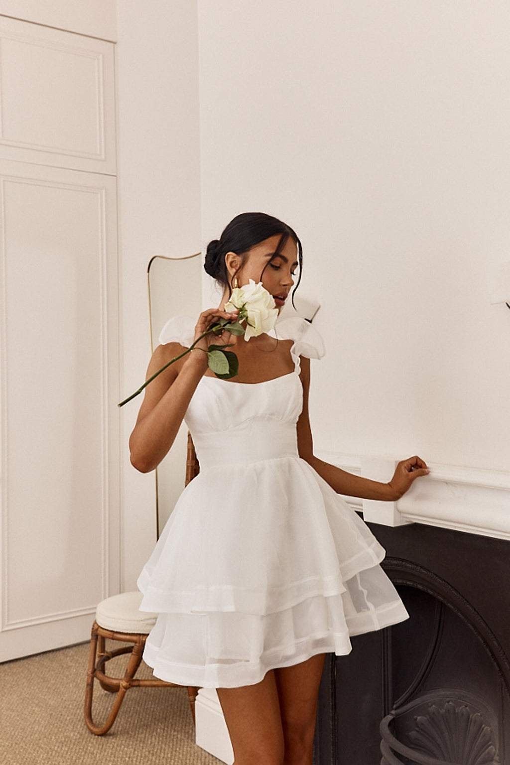 I've Got Sunshine Ruffle Strap Mini Dress White by Selfie Leslie