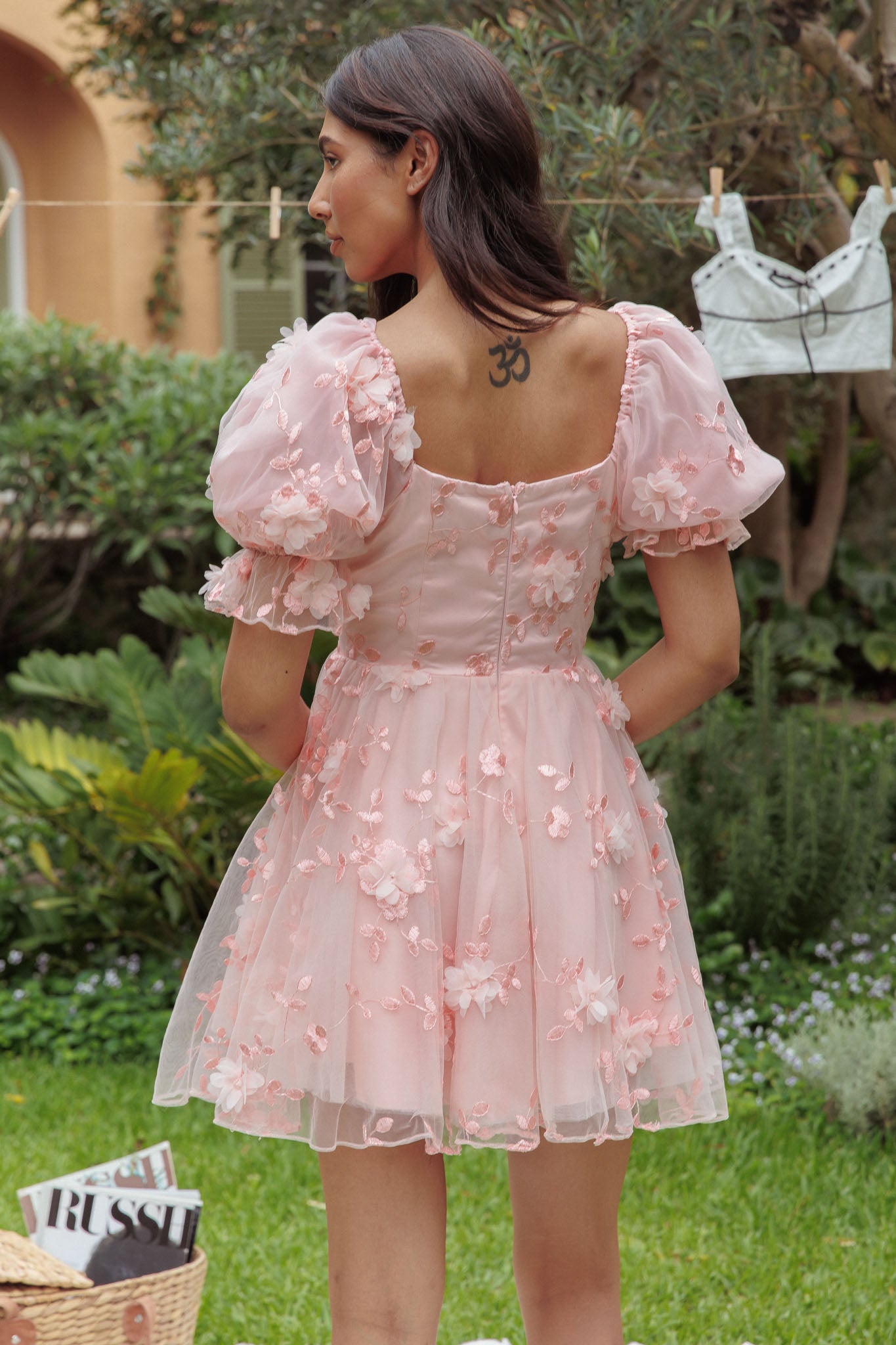 I've Got Sunshine Ruffle Strap Mini Dress Embellished Blush by Selfie Leslie