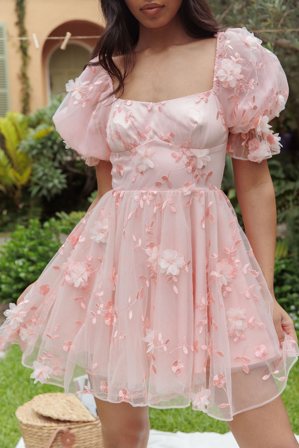 I've Got Sunshine Ruffle Strap Mini Dress Embellished Blush by Selfie Leslie