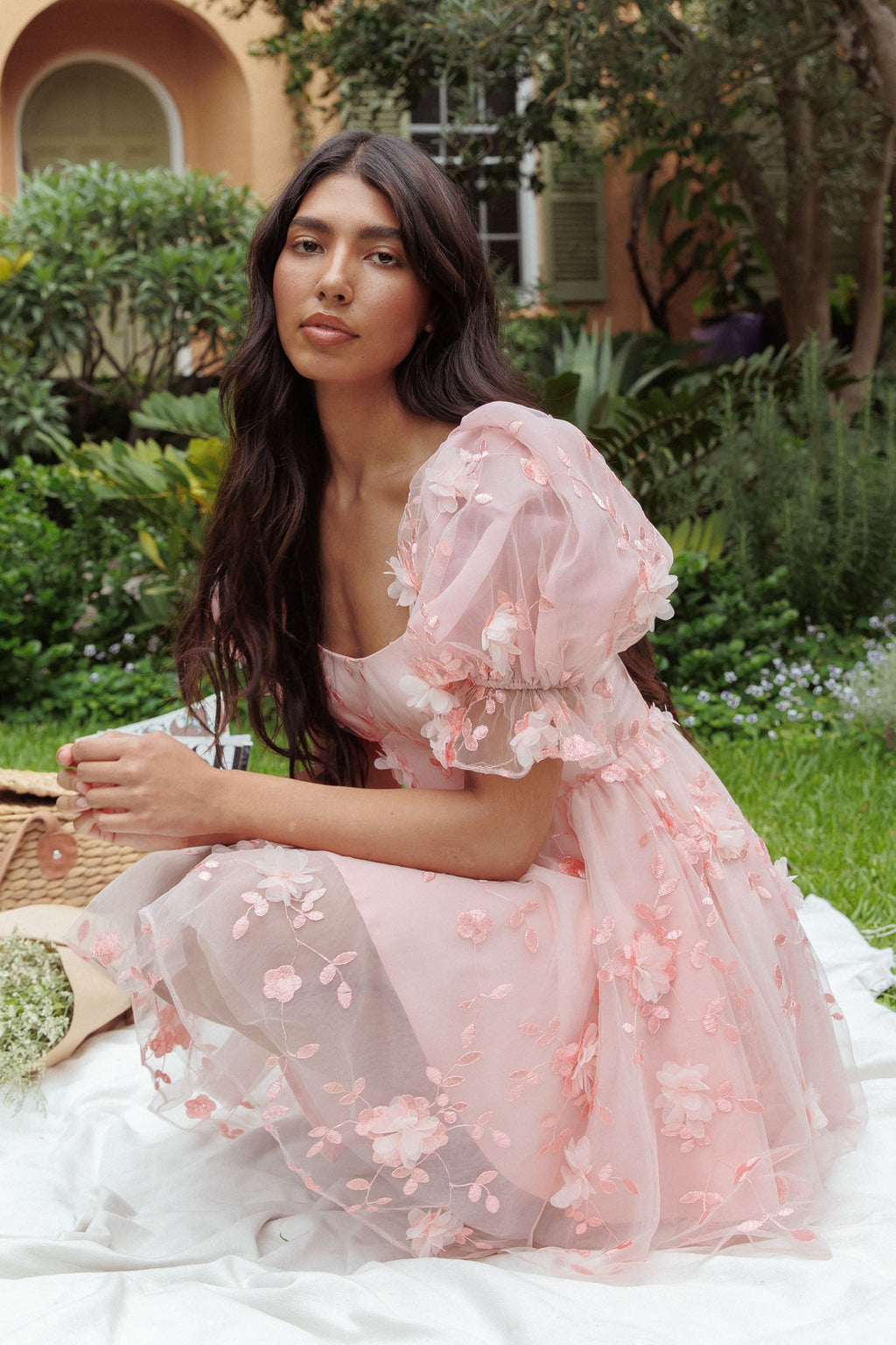 I've Got Sunshine Ruffle Strap Mini Dress Embellished Blush by Selfie Leslie