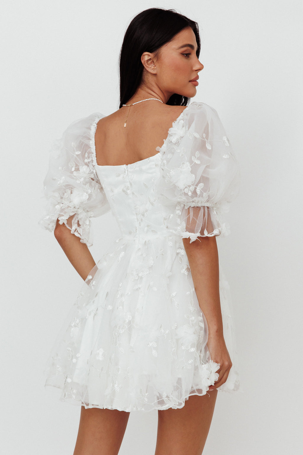 I've Got Sunshine Ruffle Strap Mini Dress Embellished White by Selfie Leslie