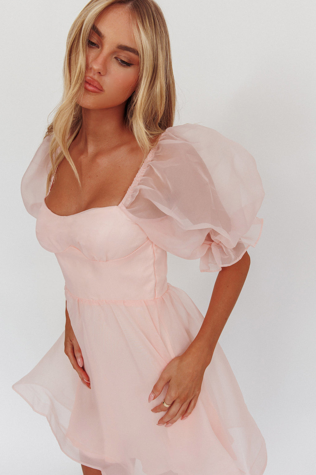 I've Got Sunshine Puff Sleeve Mini Dress Blush - XXL I've Got Sunshine Puff Sleeve Mini Dress Blush - XXL