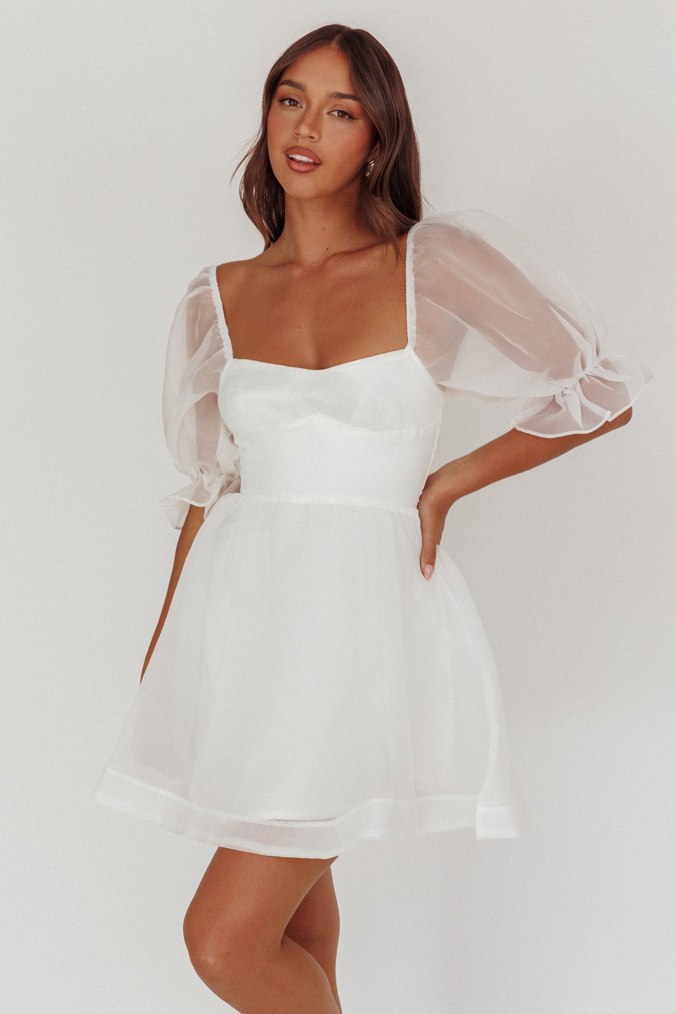 I've Got Sunshine Puff Sleeve Mini Dress White by Selfie Leslie