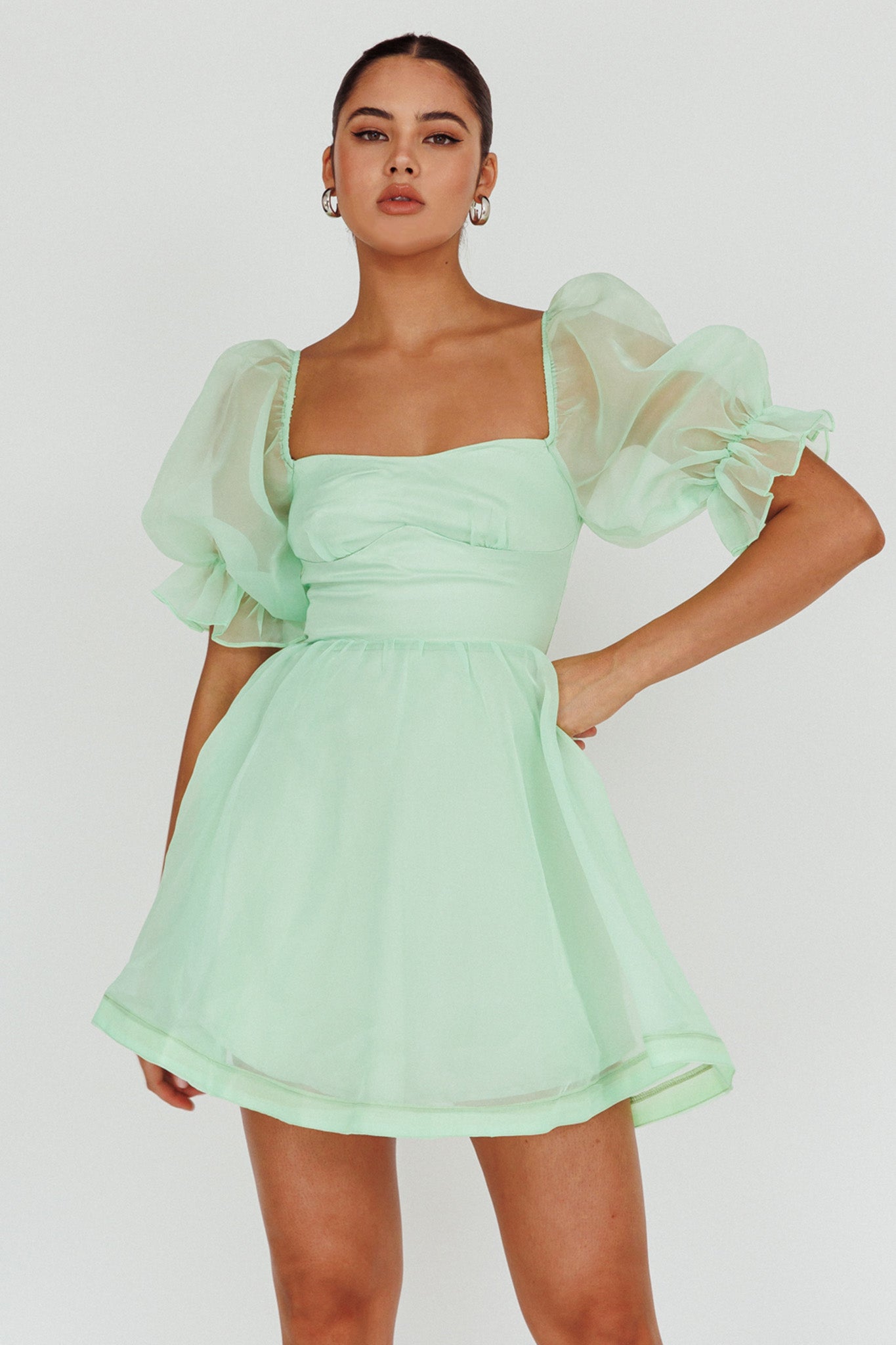 I've Got Sunshine Puff Sleeve Mini Dress Mint I've Got Sunshine Puff Sleeve Mini Dress Mint