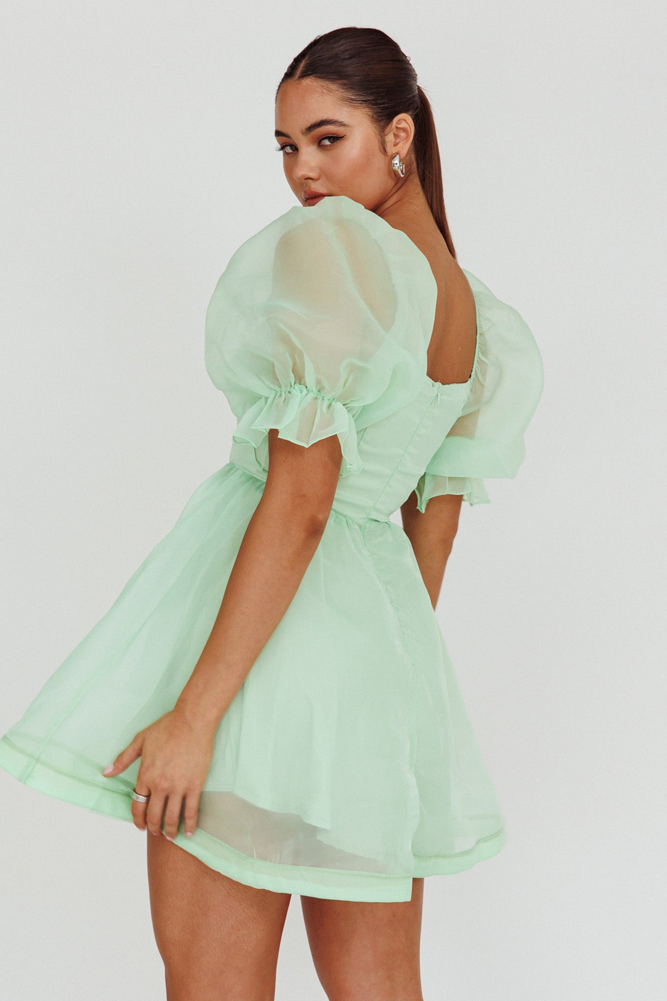 Puff Sleeve Mint Green Linen Dress Alice 19 Floral Linen Dress White 2XL Puff Sleeve Mint Green Linen Dress Alice 19 Floral Linen Dress White 2XL