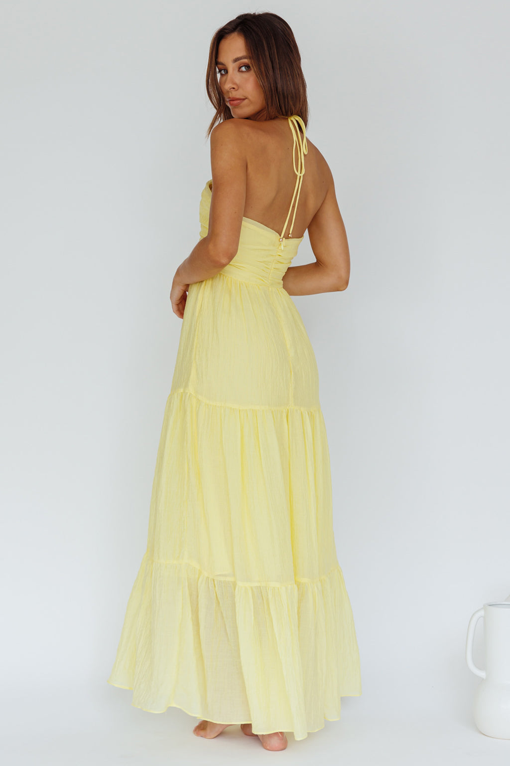 Asiah Halterneck Maxi Dress Lemon by Selfie Leslie