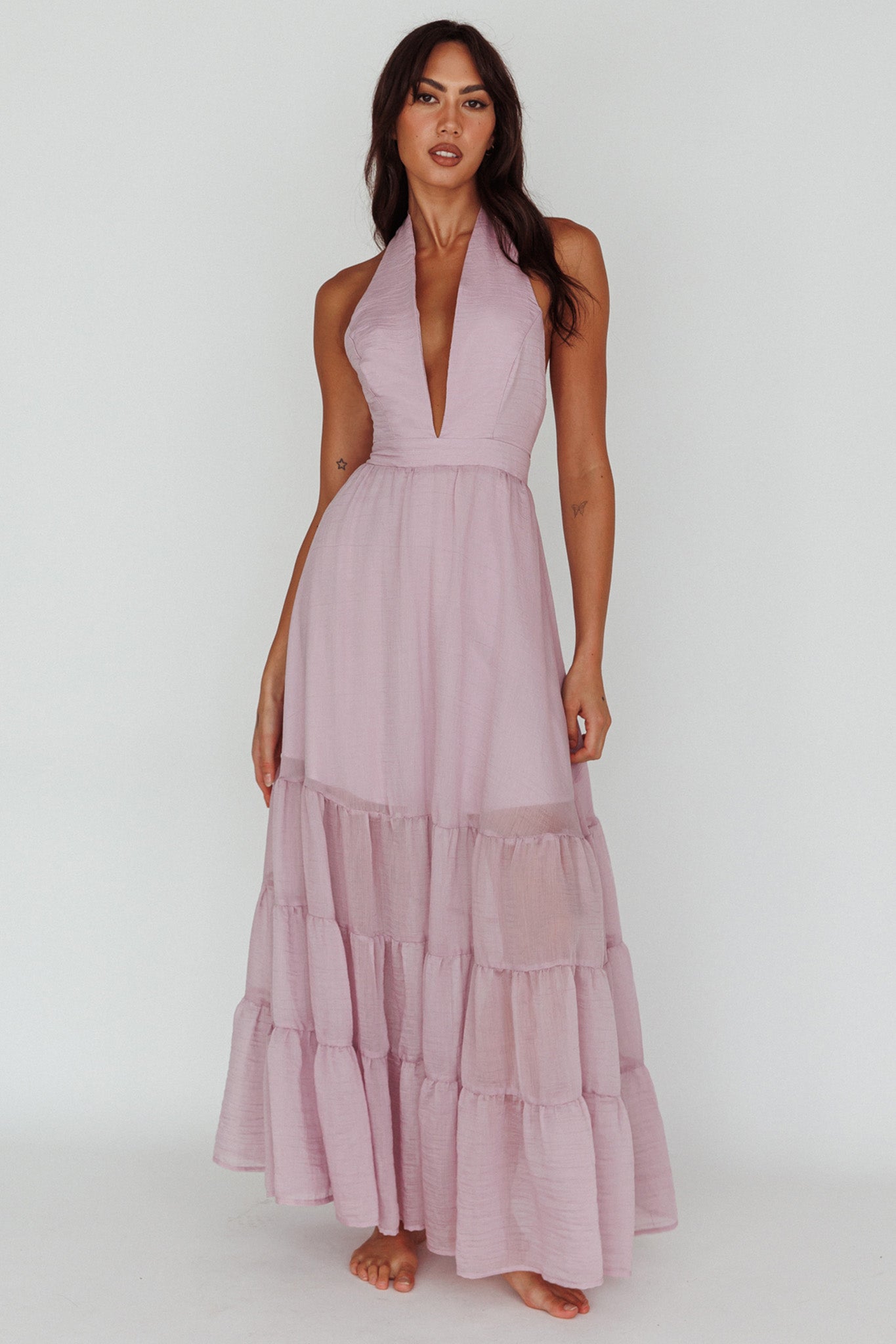 Jalisco Sun Halterneck Maxi Dress Lilac by Selfie Leslie