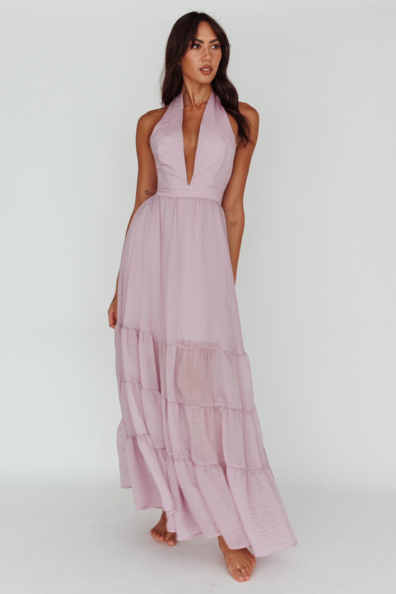 Jalisco Sun Halterneck Maxi Dress Lilac by Selfie Leslie