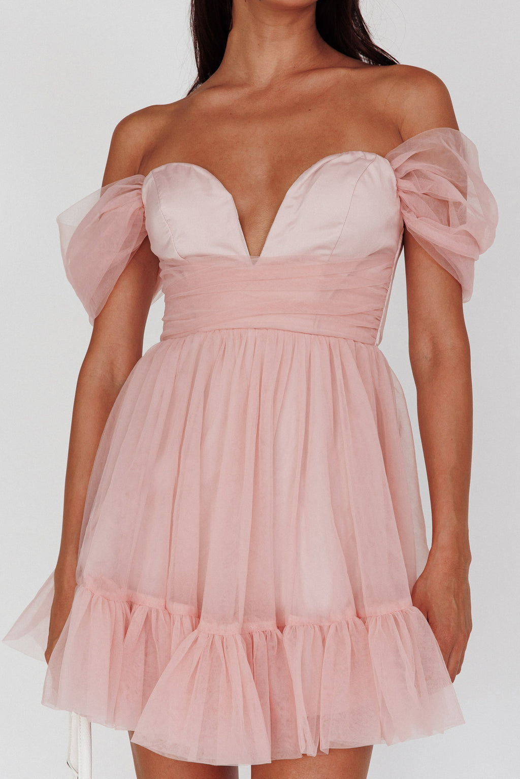 Pixi Off-Shoulder Lace-Up Back Back Pink by Selfie Leslie