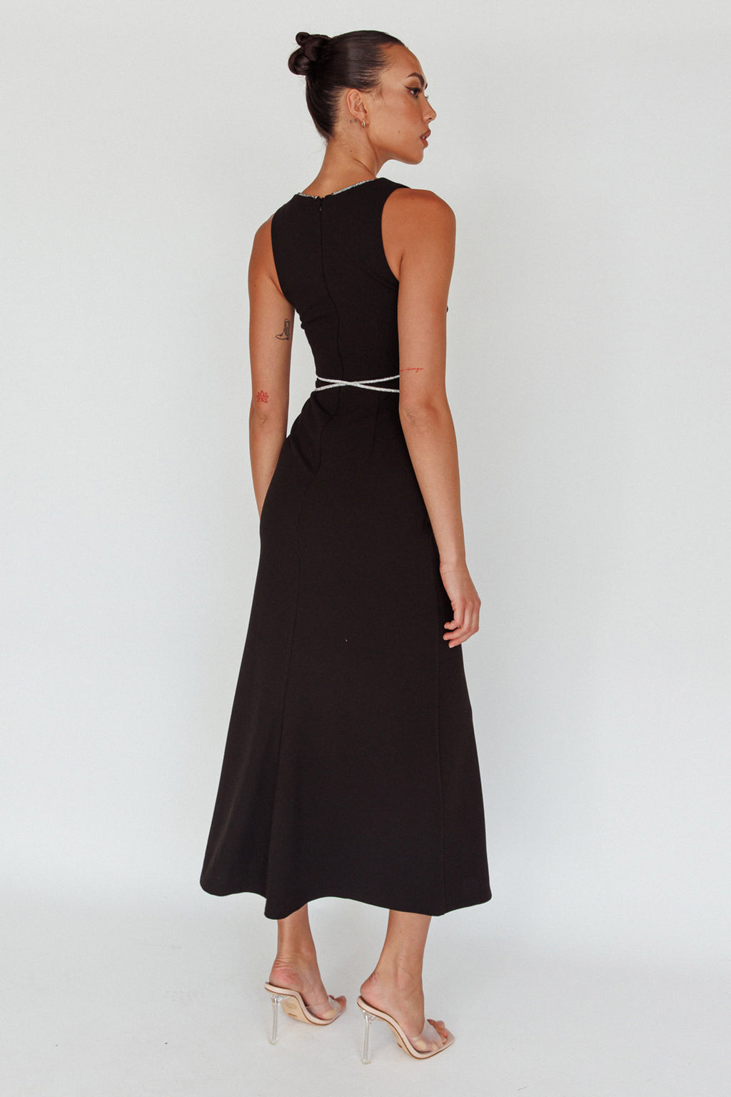 Del Sol Diamante Rope Maxi Dress Black by Selfie Leslie