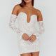 Nouveau U-Neckline Mini Dress Lace White