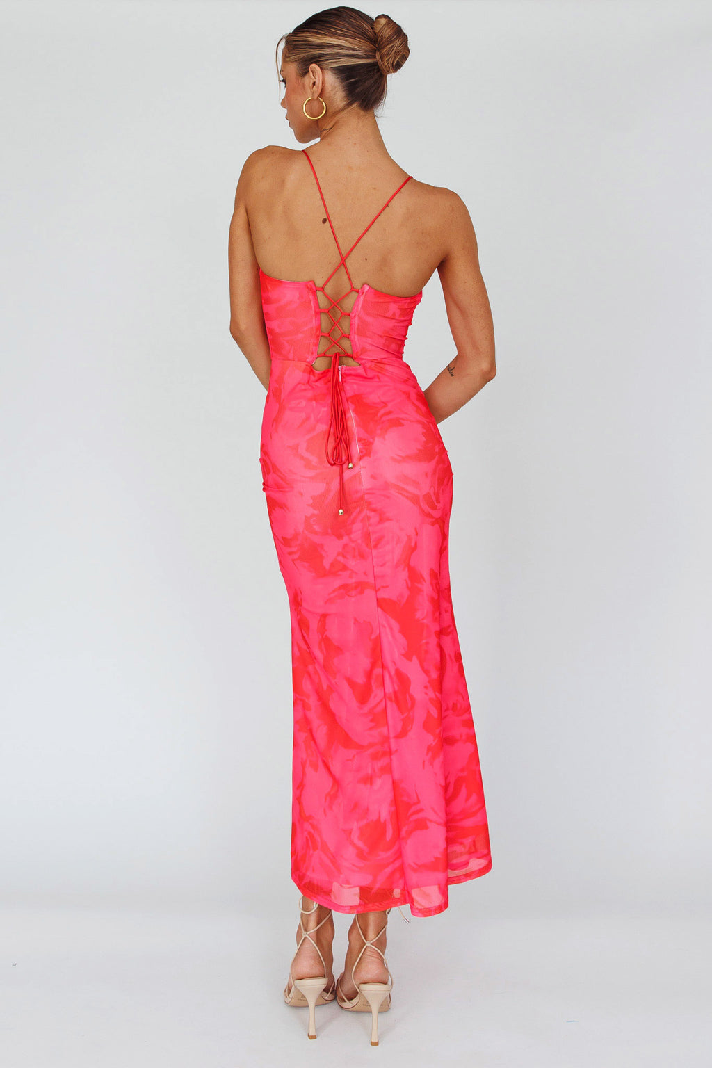 Nouveau U-Neckline Midi Dress Marbled Pink by Selfie Leslie
