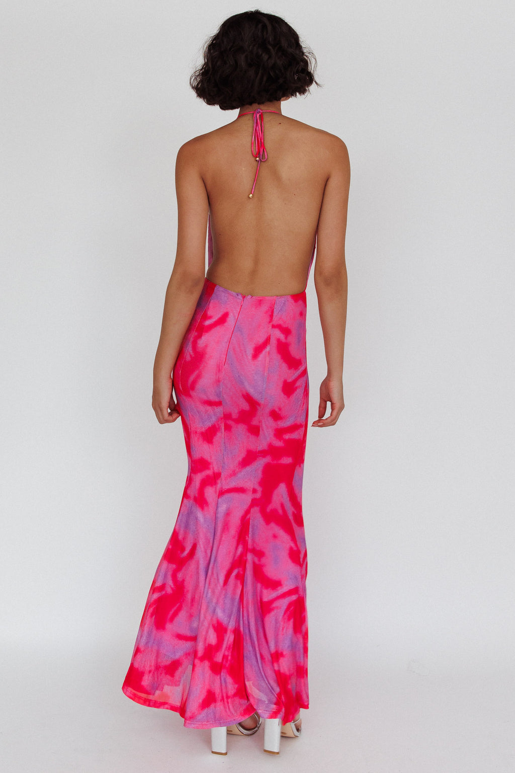 Mayah Halterneck Maxi Dress Printed Hot Pink by Selfie Leslie