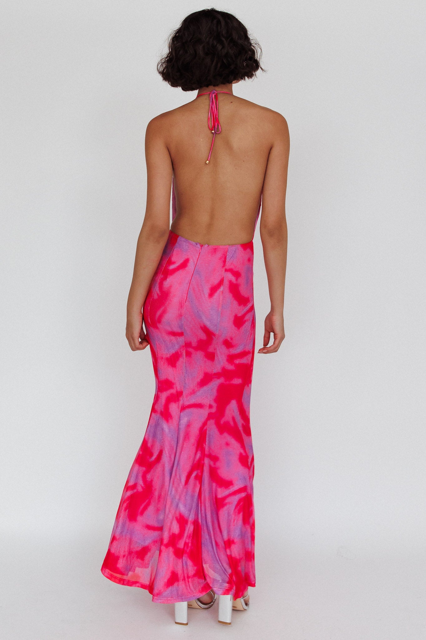 Mayah Halterneck Maxi Dress Printed Hot Pink by Selfie Leslie
