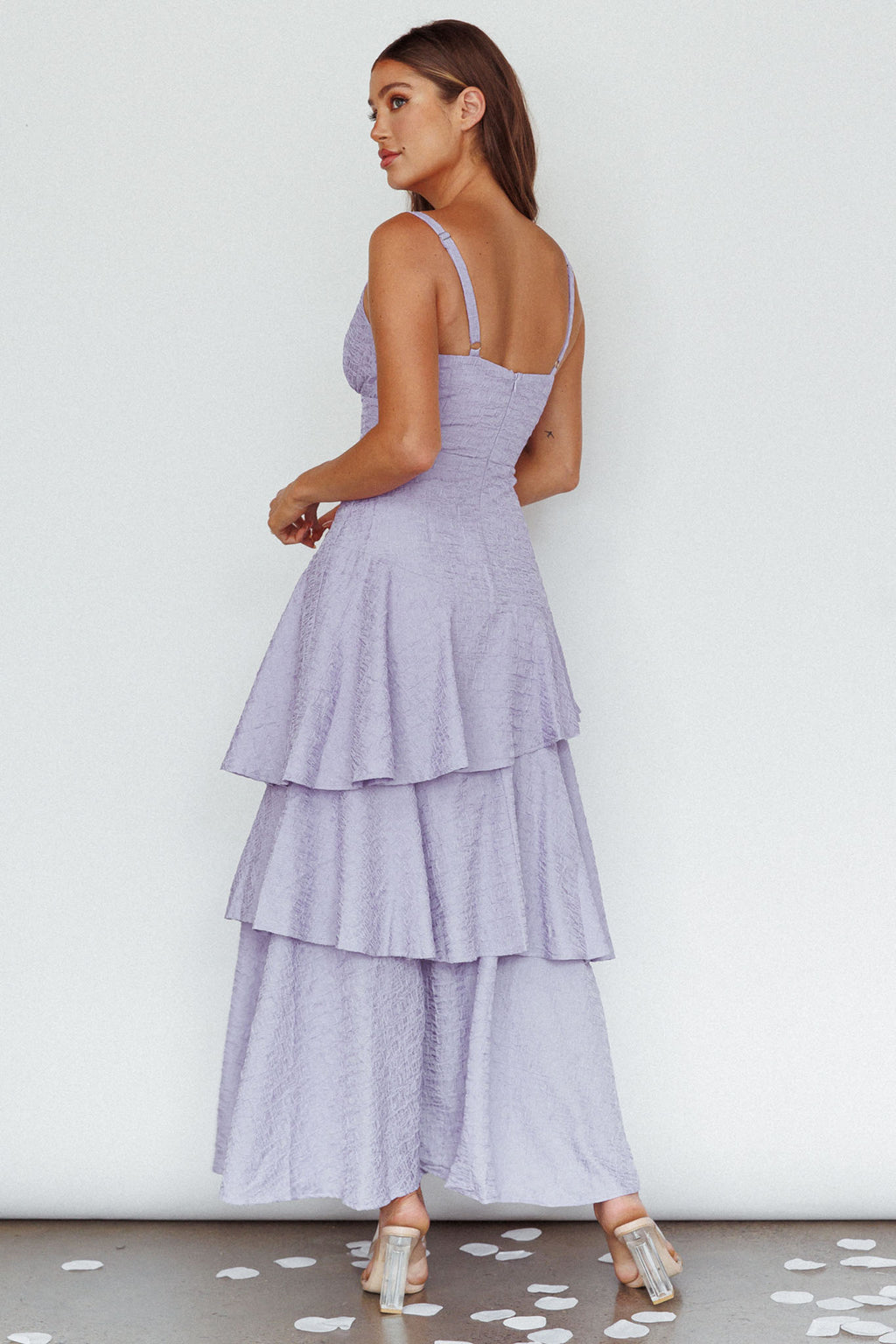 New Vibes Layered Hem Maxi Dress Lilac by Selfie Leslie