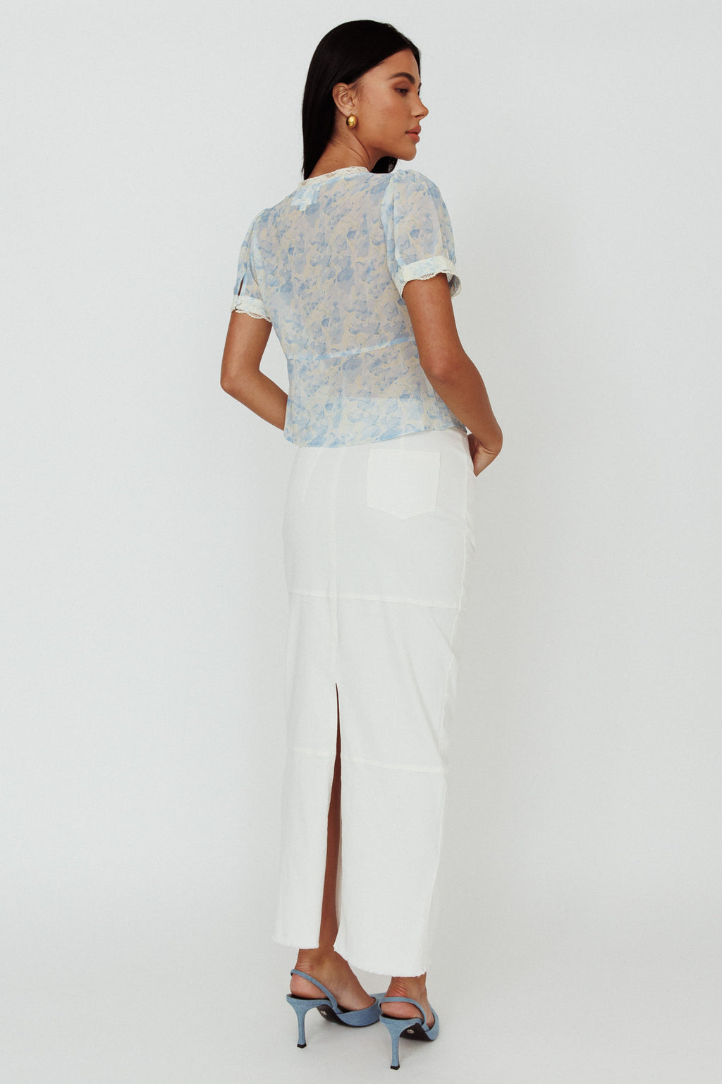 Thalia Pocket Maxi Skirt White by Selfie Leslie