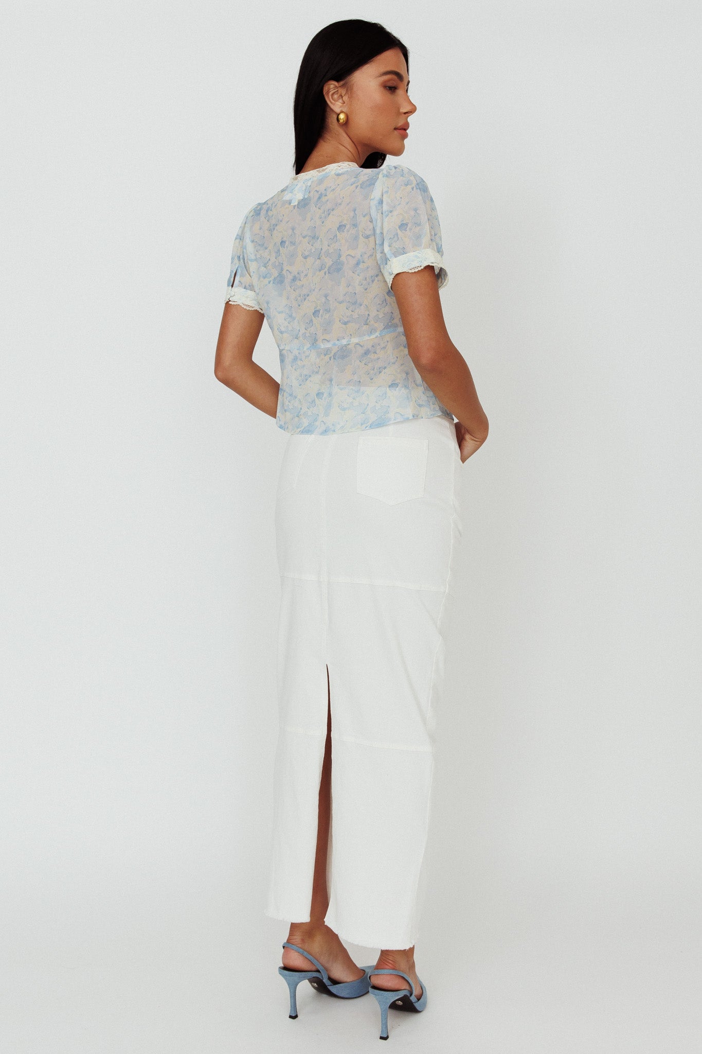 Thalia Pocket Maxi Skirt White by Selfie Leslie