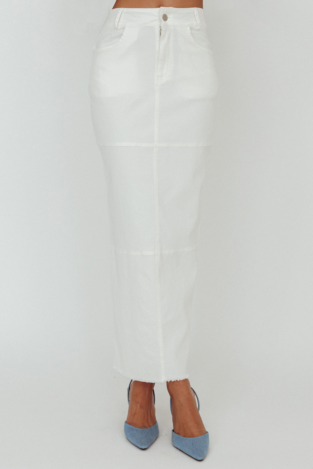 Thalia Pocket Maxi Skirt White by Selfie Leslie