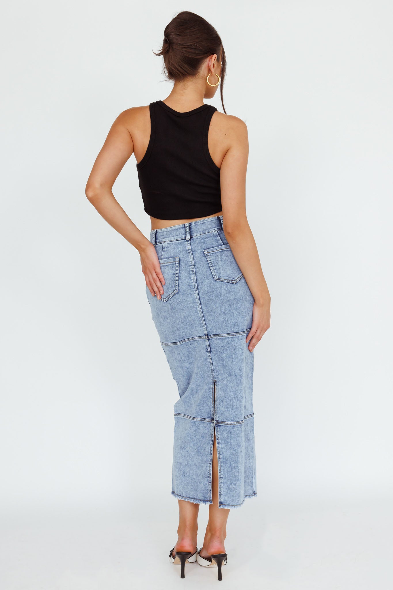 Thalia Pocket Midi Skirt Denim by Selfie Leslie