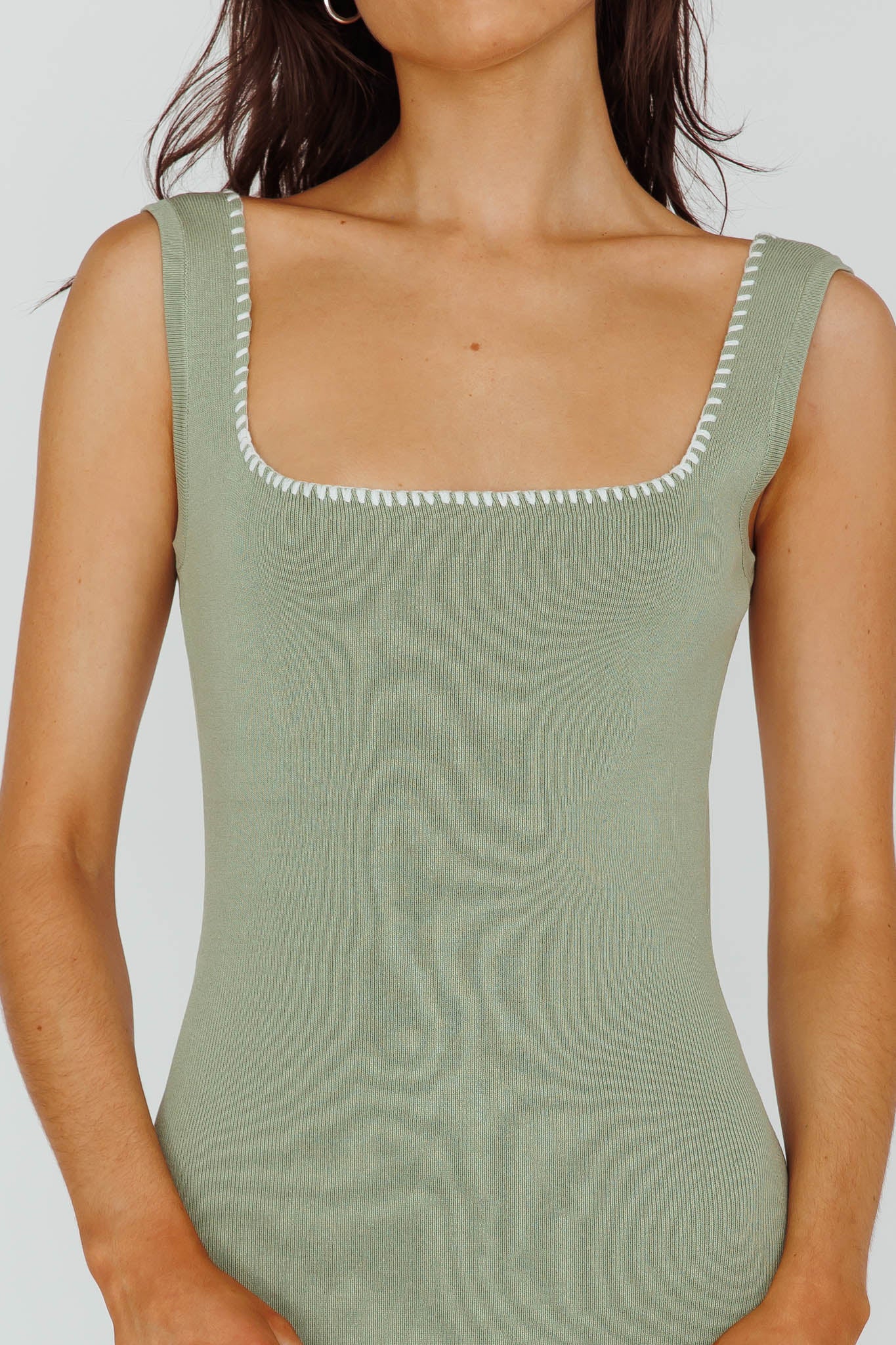 North Shore Blanket Stitch Knit Maxi Dress Sage by Selfie Leslie