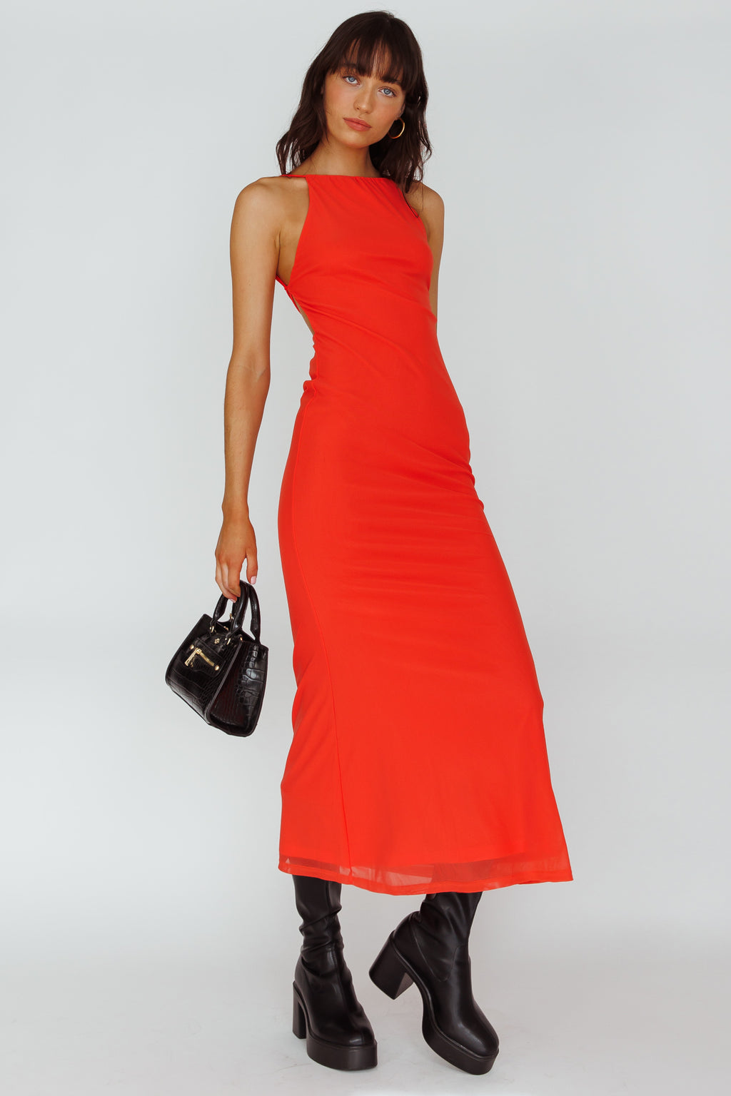 Genova Strappy Back Maxi Dress Coral by Selfie Leslie