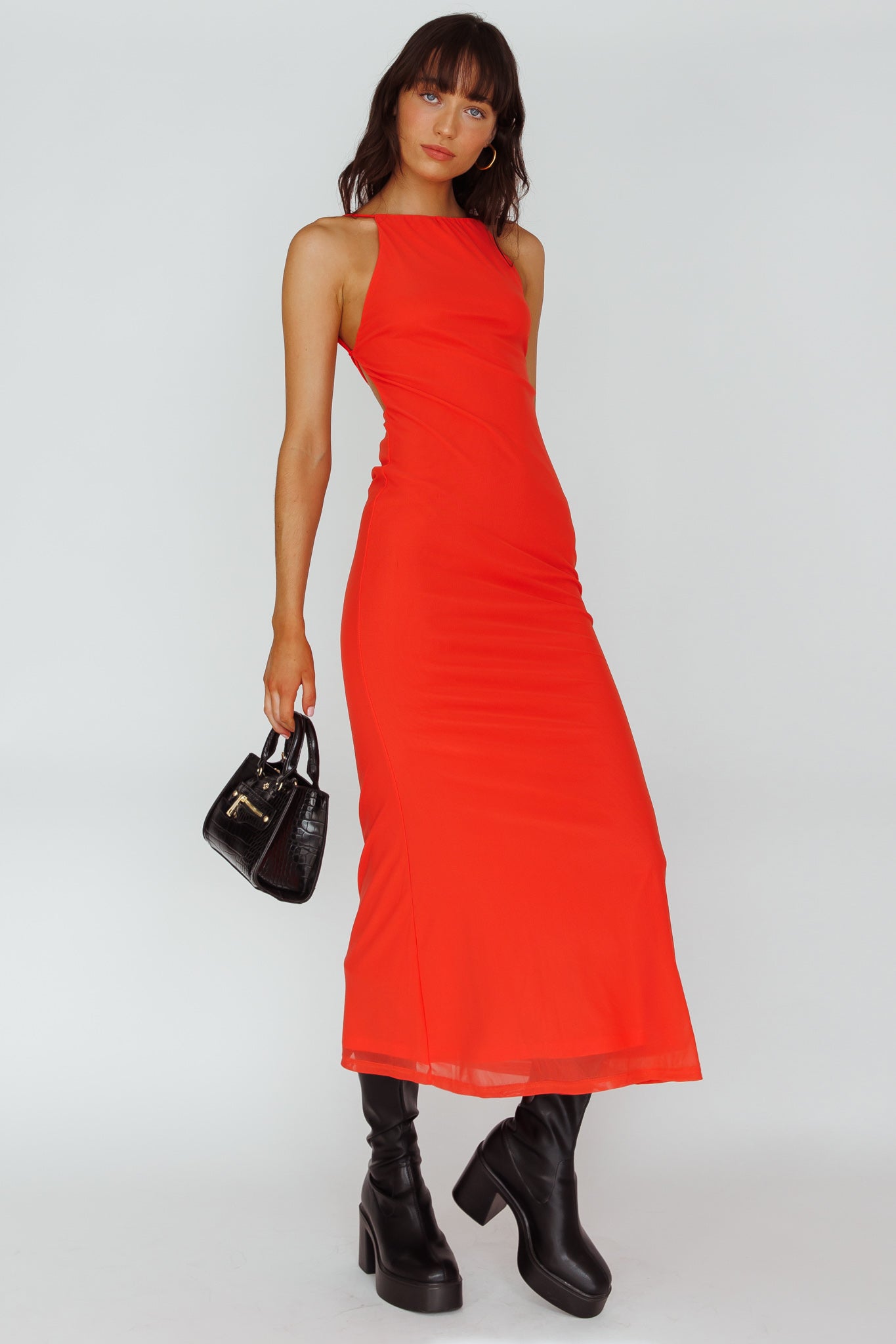Genova Strappy Back Maxi Dress Coral by Selfie Leslie
