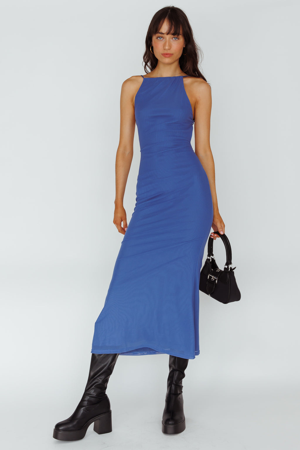 Genova Strappy Back Maxi Dress Midnight Blue by Selfie Leslie