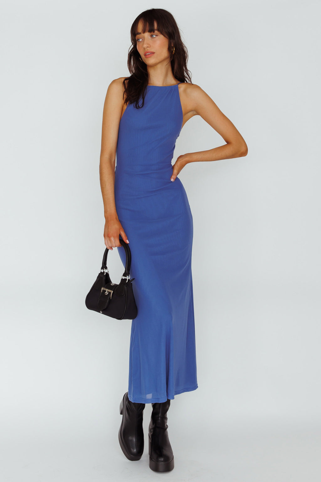 Genova Strappy Back Maxi Dress Midnight Blue by Selfie Leslie