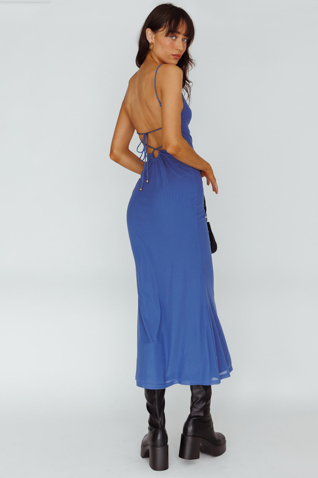 Genova Strappy Back Maxi Dress Midnight Blue by Selfie Leslie