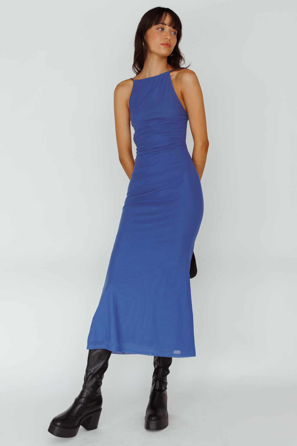 Genova Strappy Back Maxi Dress Midnight Blue by Selfie Leslie