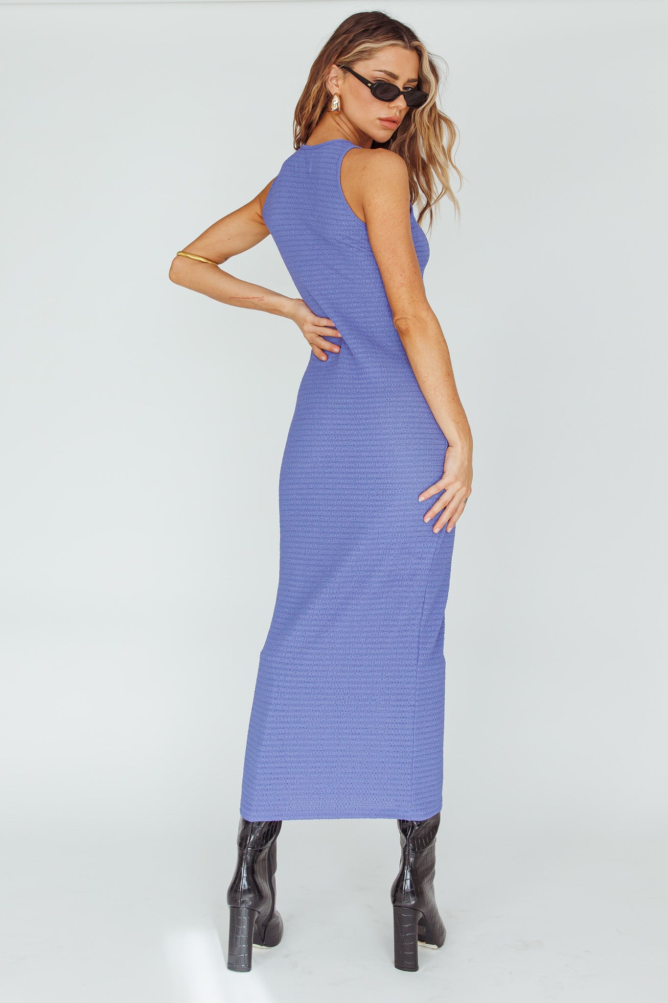 Playa Hermosa Keyhole Midi Dress Blue Violet by Selfie Leslie