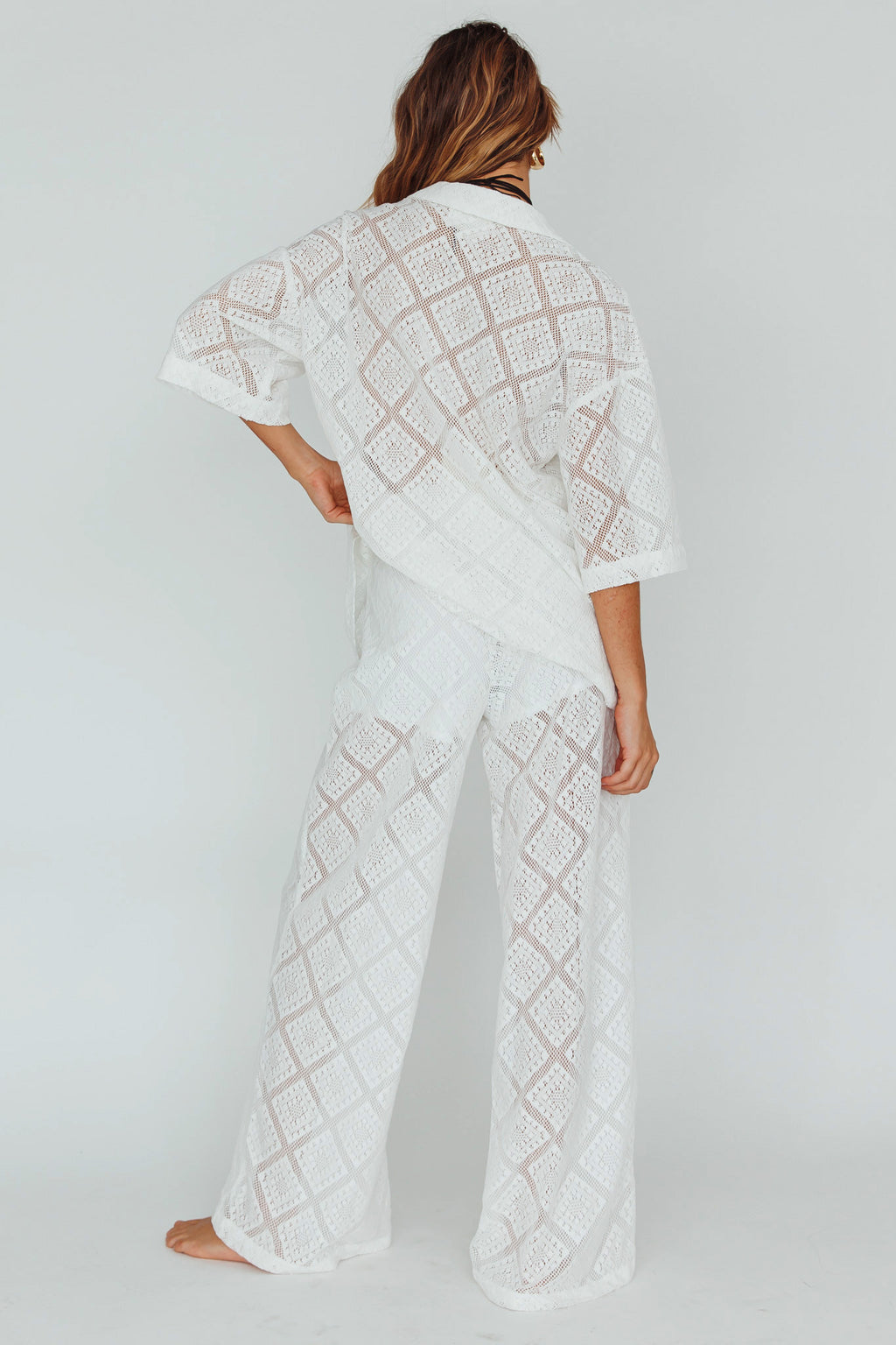 Abraya Lace Overlay Pants White by Selfie Leslie