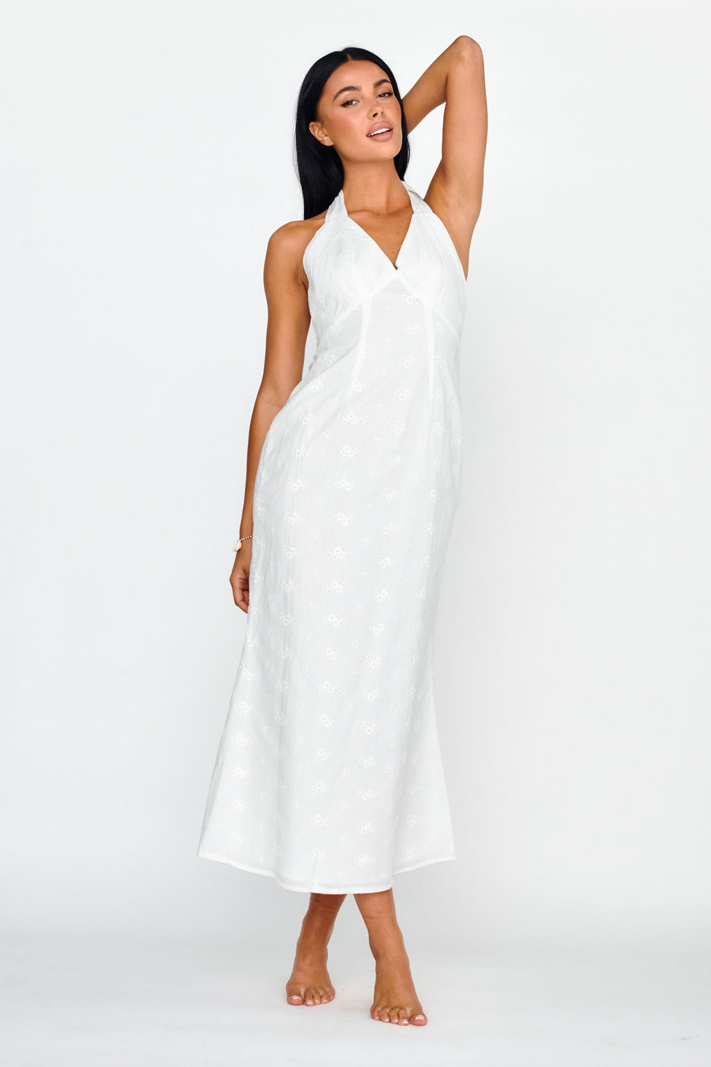 Lavara Halterneck Midi Dress White by Selfie Leslie