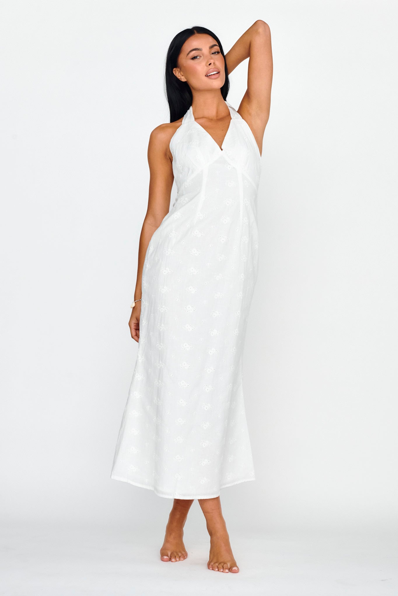 Lavara Halterneck Midi Dress White by Selfie Leslie