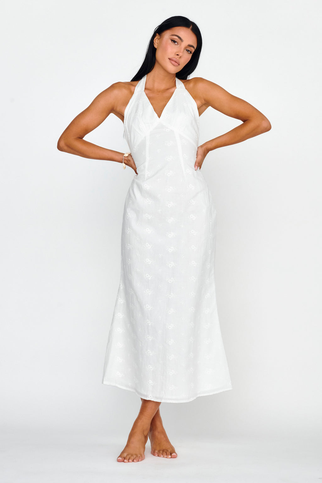 Lavara Halterneck Midi Dress White | Selfie Leslie Lavara Halterneck Midi Dress White | Selfie Leslie