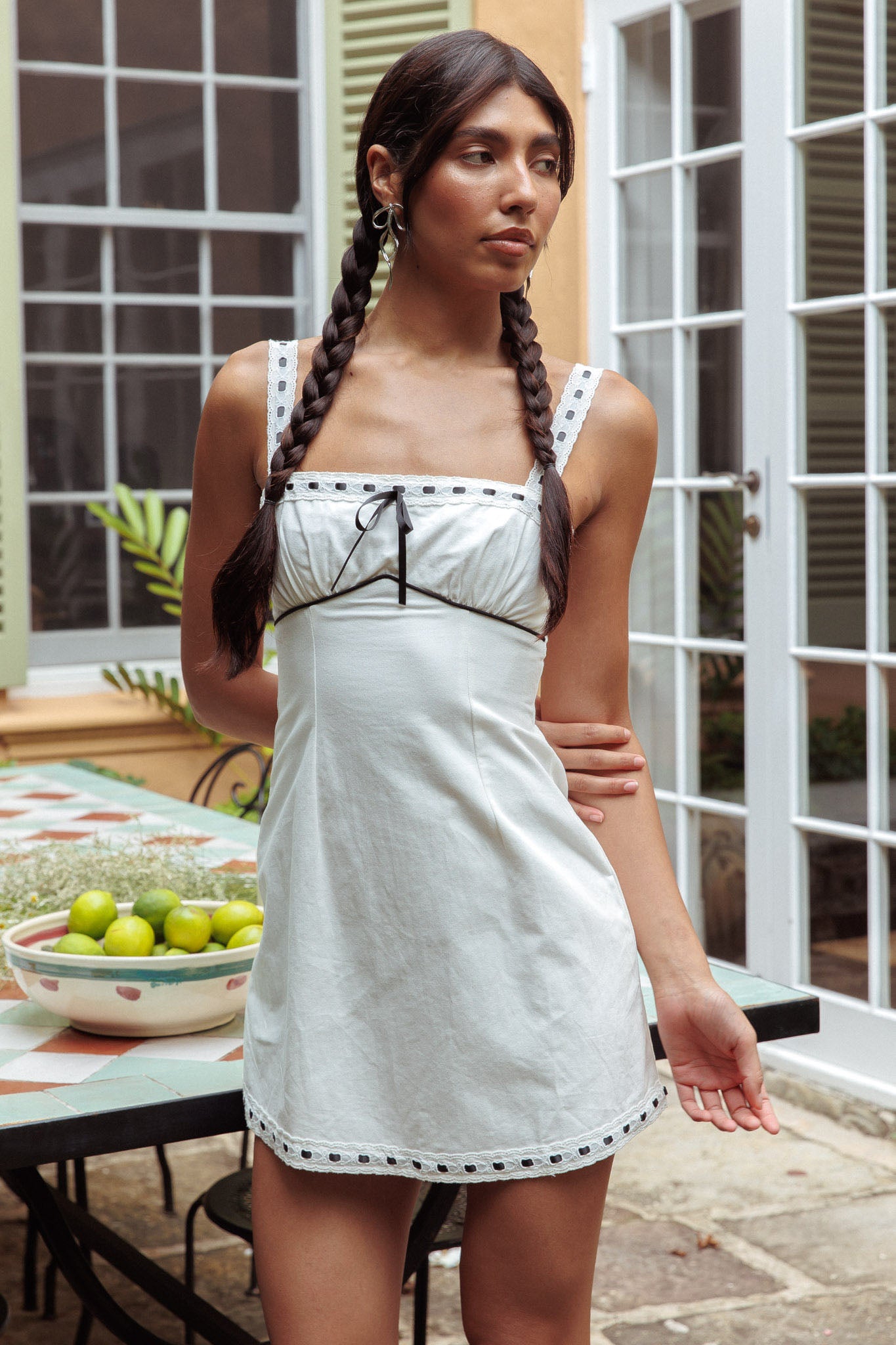 ワンピース ANDWANG Ribbon Flare Line Mini Dress ANDWANG Ribbon Flare Line Mini Dress 【公式通販】