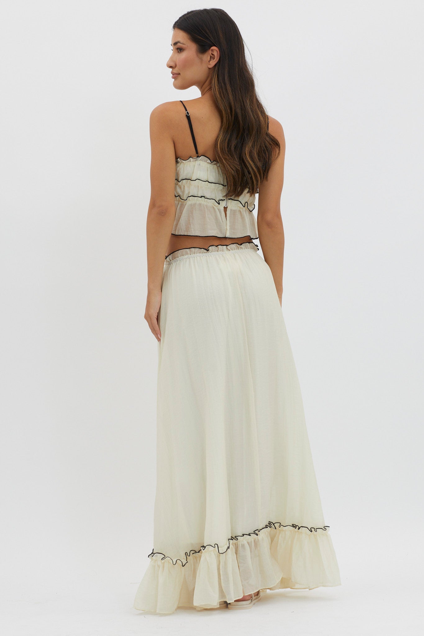 Shop the Maidens Tie Detail Overlock Maxi Skirt Cream