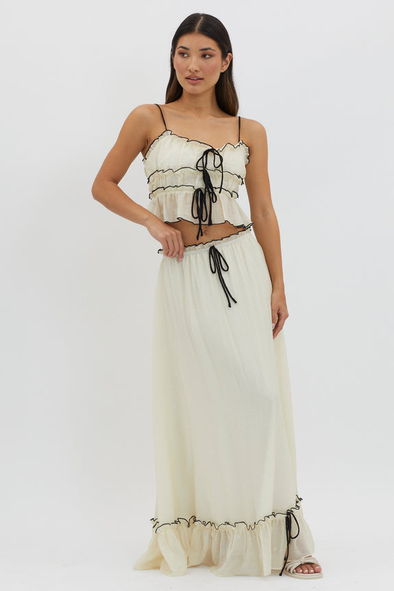 Maidens Tie Detail Overlock Top Cream