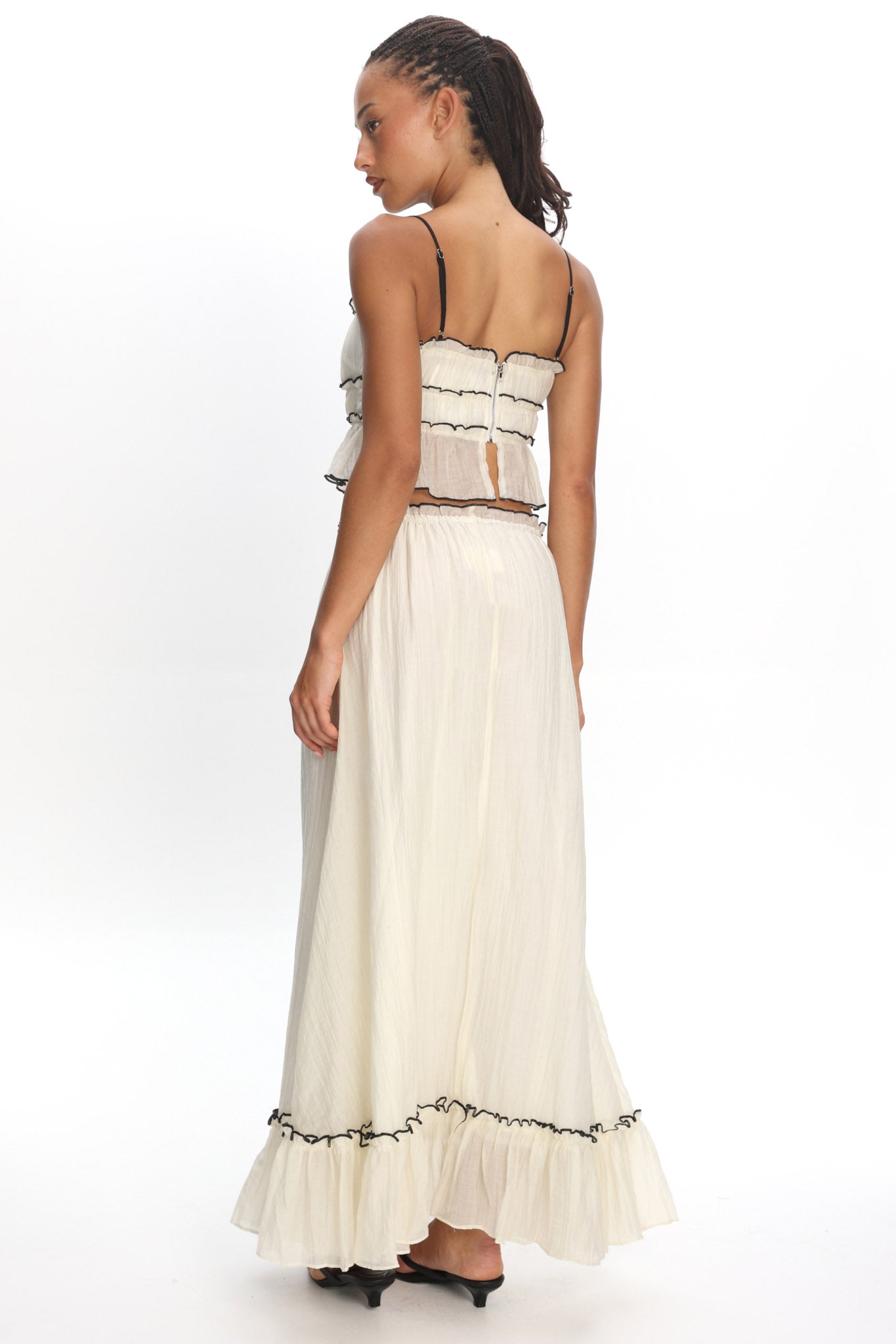 Maidens Tie Detail Overlock Maxi Skirt Cream– Selfie Leslie