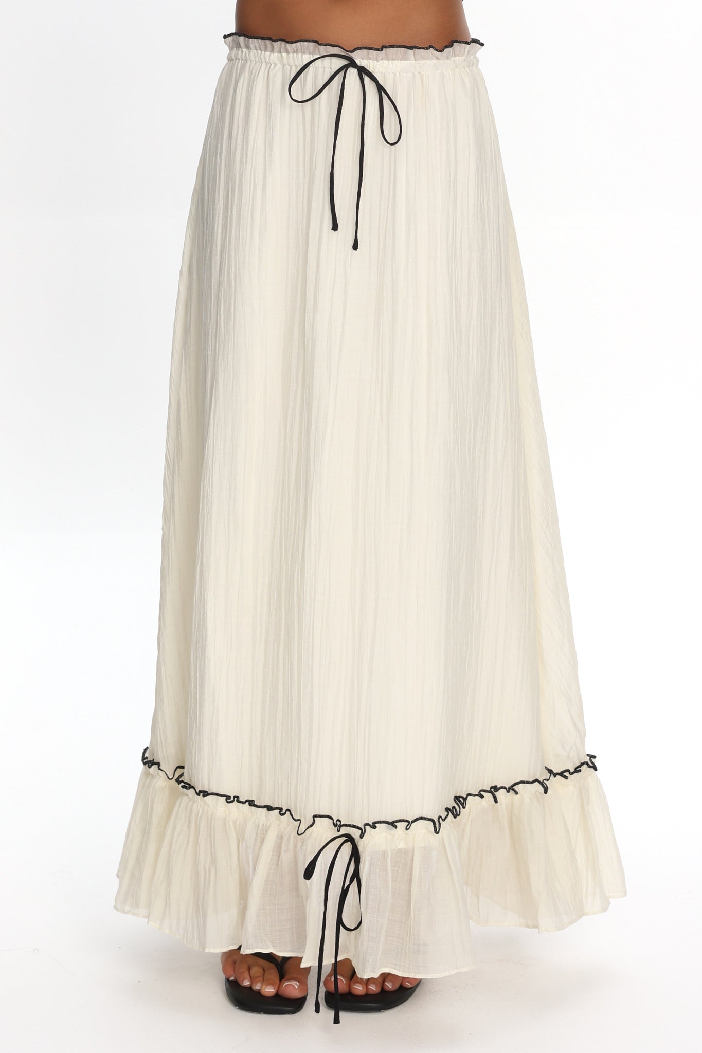 Maidens Tie Detail Overlock Maxi Skirt Cream