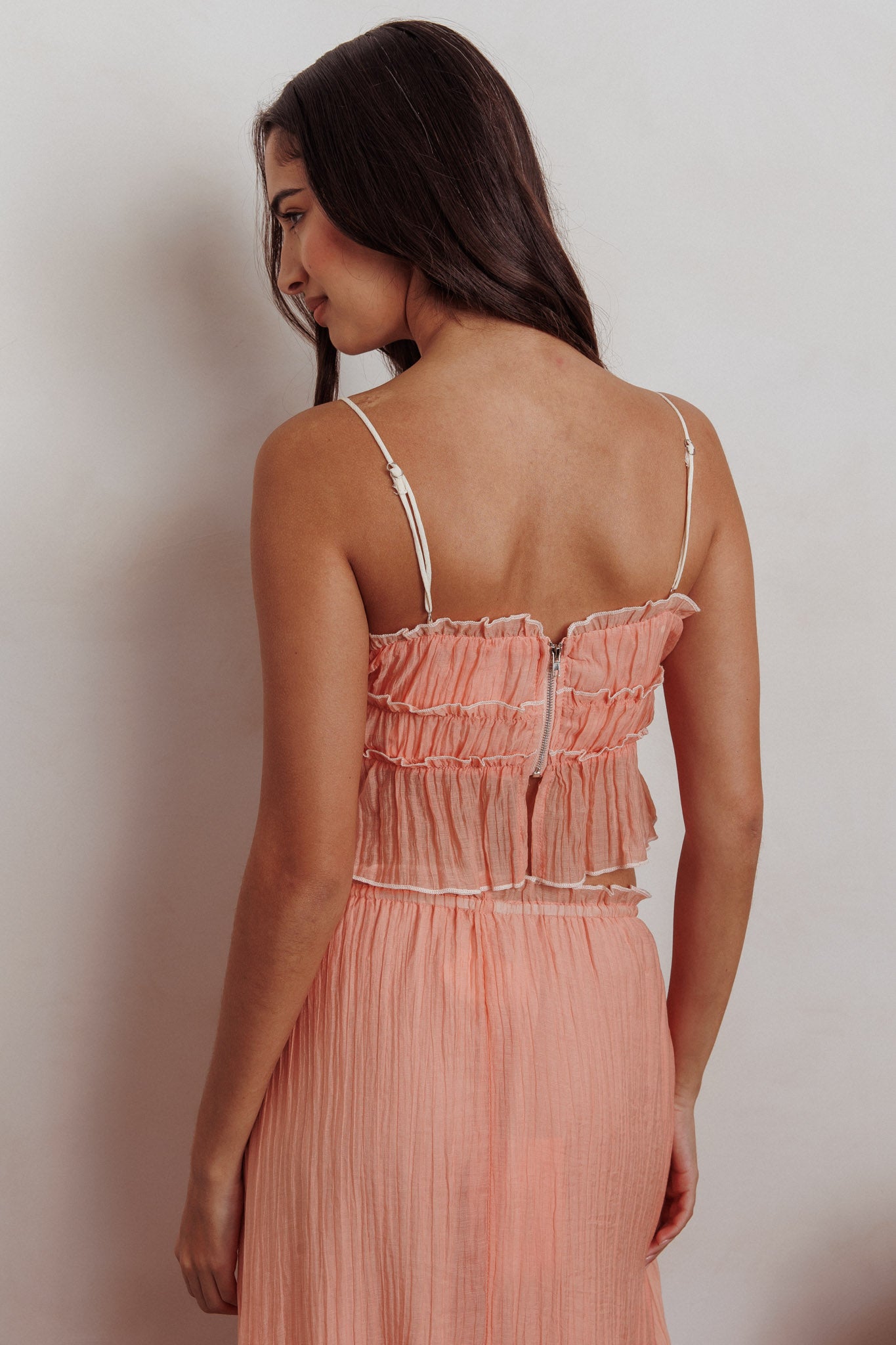 Maidens Tie Detail Overlock Top Apricot by Selfie Leslie