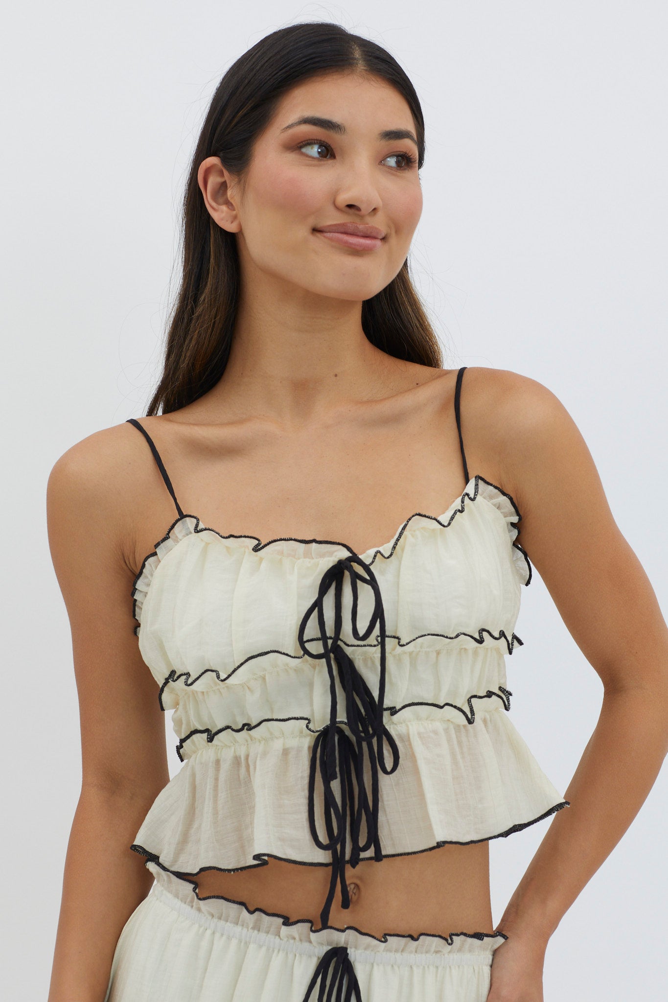 Shop the Maidens Tie Detail Overlock Top Cream