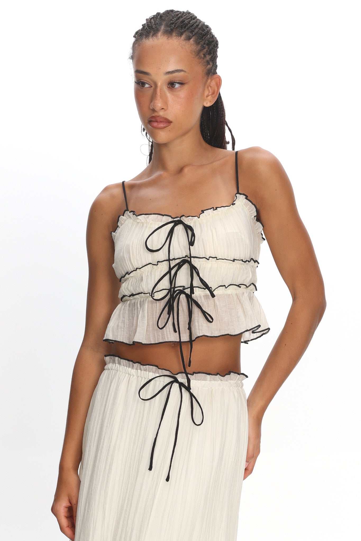 Maidens Tie Detail Overlock Top Cream– Selfie Leslie