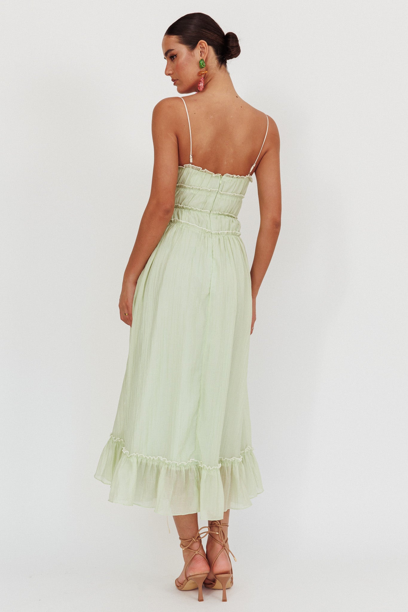 Maidens Tie Accent Maxi Dress Sage by Selfie Leslie