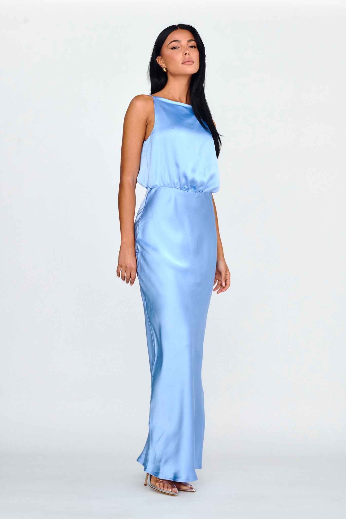 Midnight Hour Side Split Midi Dress Ocean by Selfie Leslie