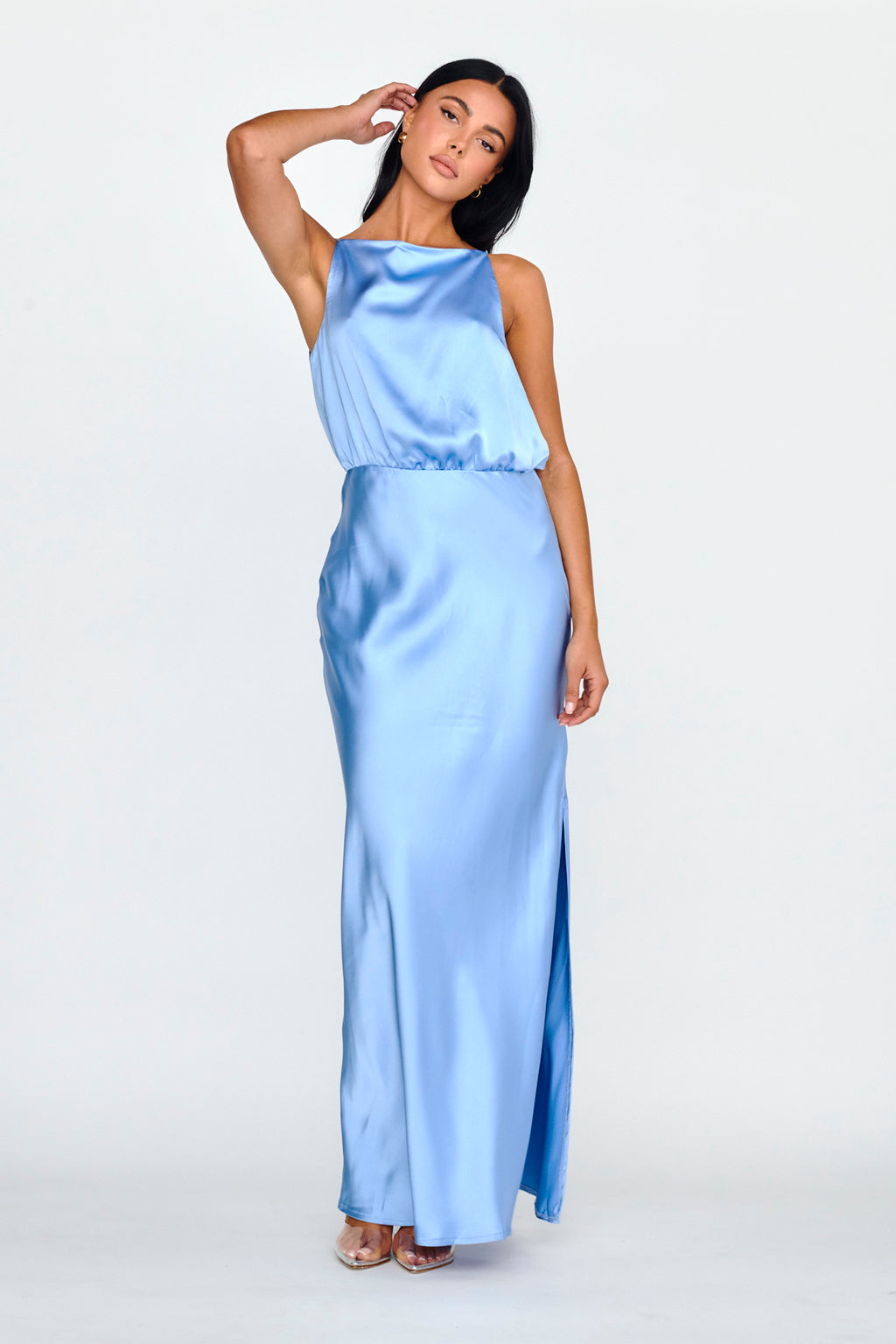 Midnight Hour Side Split Midi Dress Ocean by Selfie Leslie